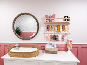 Ellie Bean's Beaded Nursery Bookshelf and Cascading Bow Holder