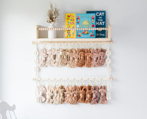 Ellie Bean's White Beaded Nursery Bookshelf and Cascading Bow Holder