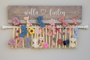 Ellie Bean's Personalized Hair Bow Holder with Lace (1-2 Rods)