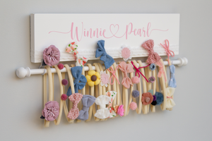 Ellie Bean's Personalized Hair Bow Holder with Lace (1-2 Rods