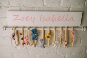 Ellie Bean's Personalized Single Rod Headband and Bow Holder: White