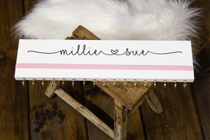Personalized Headband and Bow Holder with Lace (Hooks or Rods)