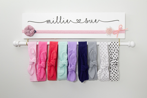 Personalized Headband and Bow Holder with Lace (Hooks or Rods)