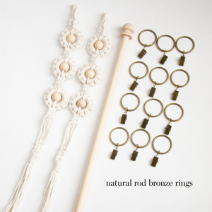 Macrame Bow Holder Expansion Pack: Rod, Rings, and Macrame Extender set