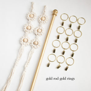 Macrame Bow Holder Expansion Pack: Rod, Rings, and Macrame Extender set